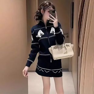 冬装搭配一整套巨好看的韩系精致贵气小香风千金穿搭针织裙子套装