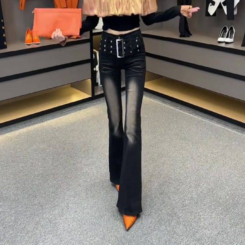 美式复古水洗低腰牛仔裤女早秋新款设计感腰带装饰辣妹小众喇叭裤,女装/女士精品,牛仔裤,淘宝优惠券,粉丝福利购,淘宝优惠卷