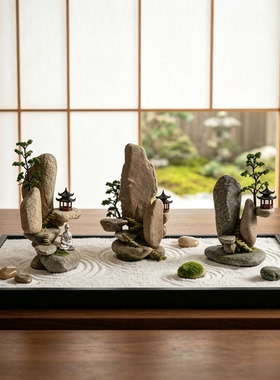 仿真石头庭院造景鱼池装饰亭子景观微景观造景装饰鱼缸装饰小摆件