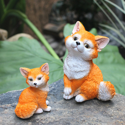 狐狸摆件九尾狐多肉园艺盆景摆件