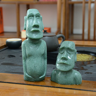 原创水泥摩艾鱼虾躲避屋复活节半身石像鱼缸下沉草缸装饰可爱造景