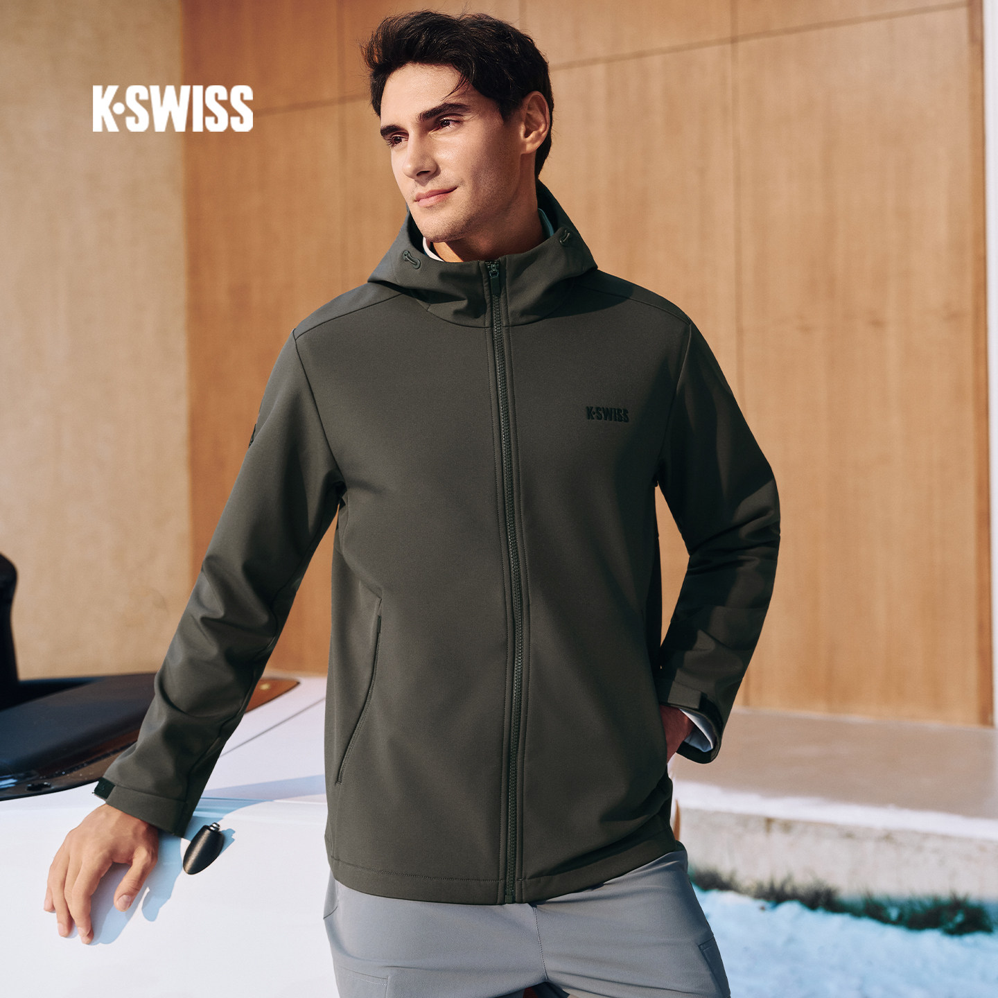 KSWISS盖世威软壳外套男 26冬季新款防风保暖舒适运动上装1014444