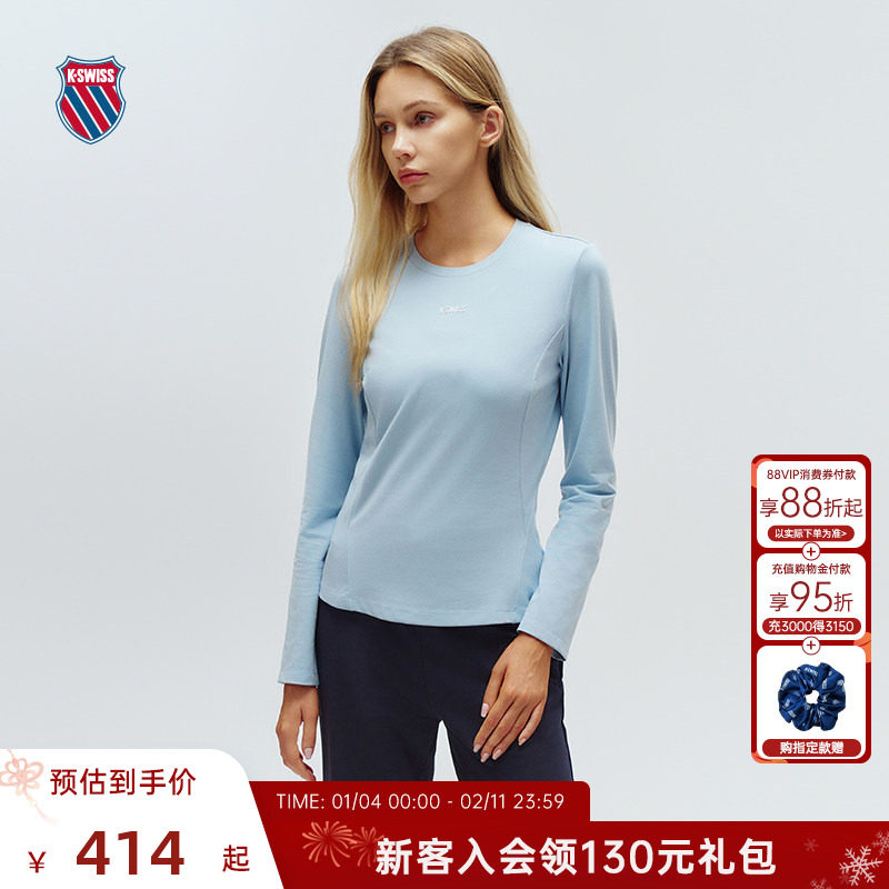 KSWISS盖世威T恤女秋季时尚运动时尚休闲圆领长袖运动上衣1910801,运动服/休闲服装,运动T恤,淘宝优惠券,粉丝福利购,淘宝优惠卷