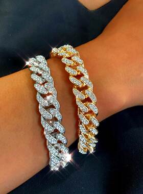 New Fashion Luxury 12mm Iced Out Cuban Link Chain Bracelet f