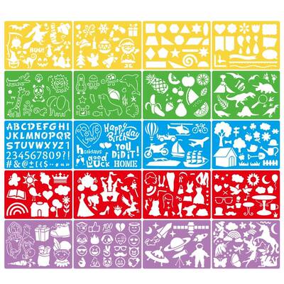 20Pcs Drawing Painting Stencils Set for Kid Plastic Template