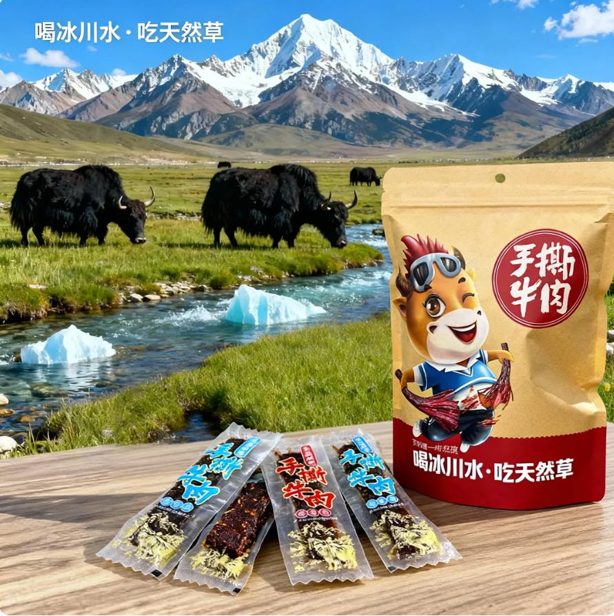 岗嘎牦牛手撕碎牛肉粒风干西藏特产小零食边角料独立小包装麻辣味