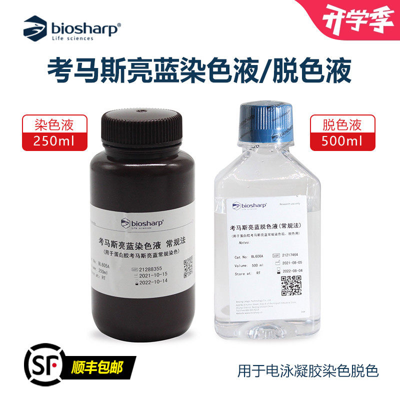 biosharp bl605a606a蛋白电泳考马斯亮蓝g250染色液/脱色液常规法