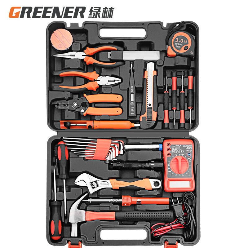 绿林（GREENER）家用工具箱套装五金工具套装多功能家庭电工木工