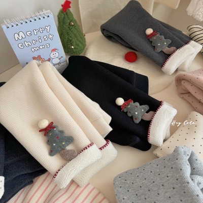 女童加绒打底裤秋冬款儿童冬季一体绒加厚保暖长裤子宝宝棉裤冬装