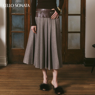 Cello 拼接百褶半身裙 Sonata秋冬新品
