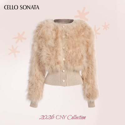 【新款】Cello Sonata 25冬 火鸡毛拼接针织皮草百搭宽松外套夹克