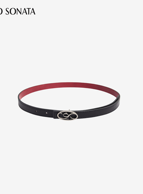 Cello Sonata复古双面红色黑色头层牛皮棕色真皮LOGO腰带女款皮带