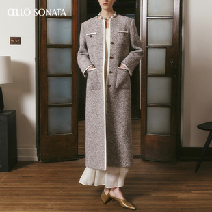 Cello 大衣 Sonata秋冬新品 无领人字纹长款