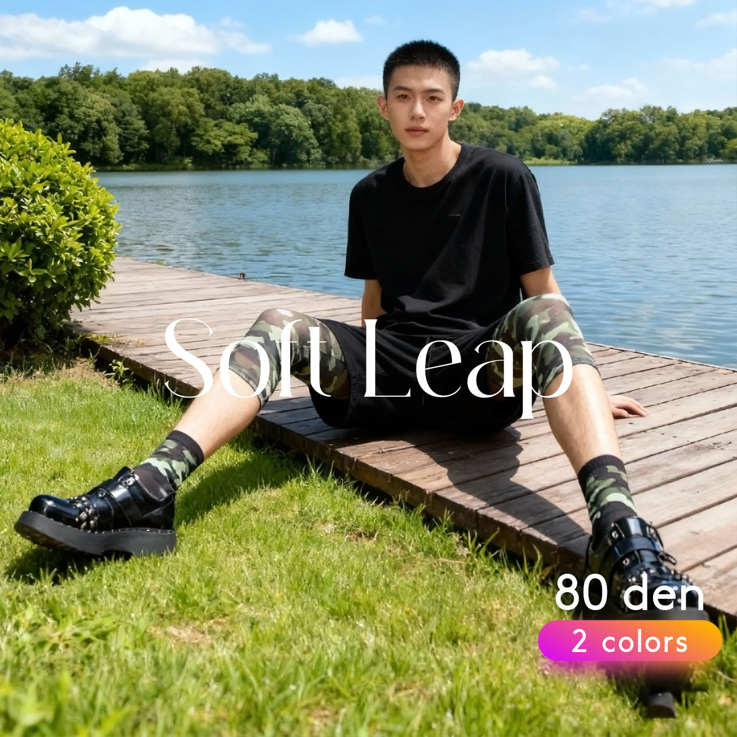 SoftLeap男士迷彩运动打底裤九分裤天鹅绒超弹保暖透气弹力秋裤