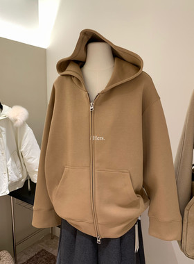 冬上新简约日常休闲通勤百搭连帽保暖卫衣外套