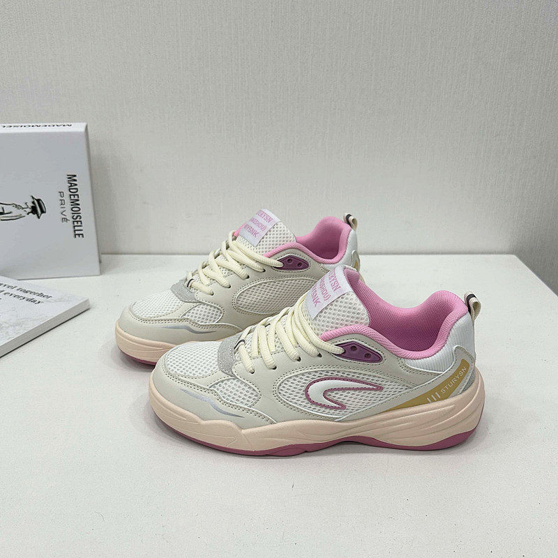 米粉拼色厚底百搭网面运动鞋女ins潮2026新款学生港风复古跑步鞋,女鞋,时尚休闲鞋,淘宝优惠券,粉丝福利购,淘宝优惠卷