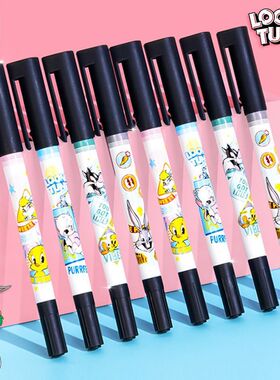 得力儿童卡通油性勾线记号笔美术用小学生双头标记笔儿童绘画S562