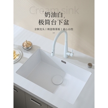适用九牧᷂白色水槽洗菜盆厨房家用大单槽304不锈钢洗手盆洗碗手