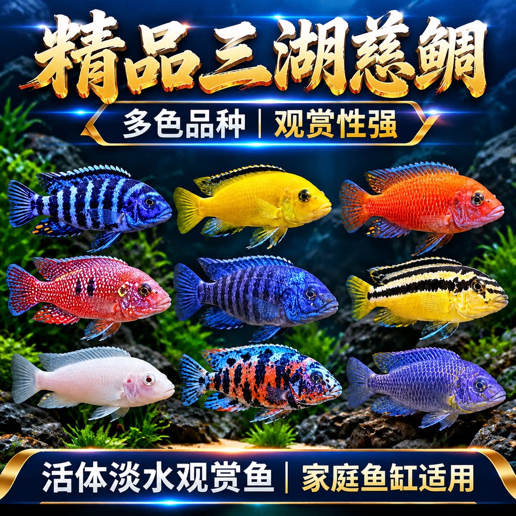 三湖慈鲷淡水热带观赏鱼好养