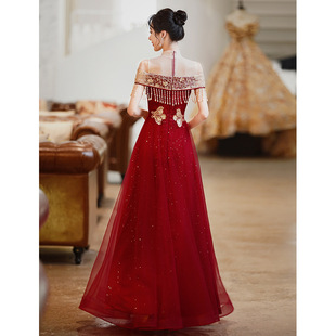 敬酒服新娘2026新款春季酒红色结婚中式秀禾回门订婚小礼服女