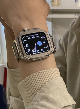 适用iWatch456se苹果手表金属保护壳AP不锈钢改装壳AppleWatch