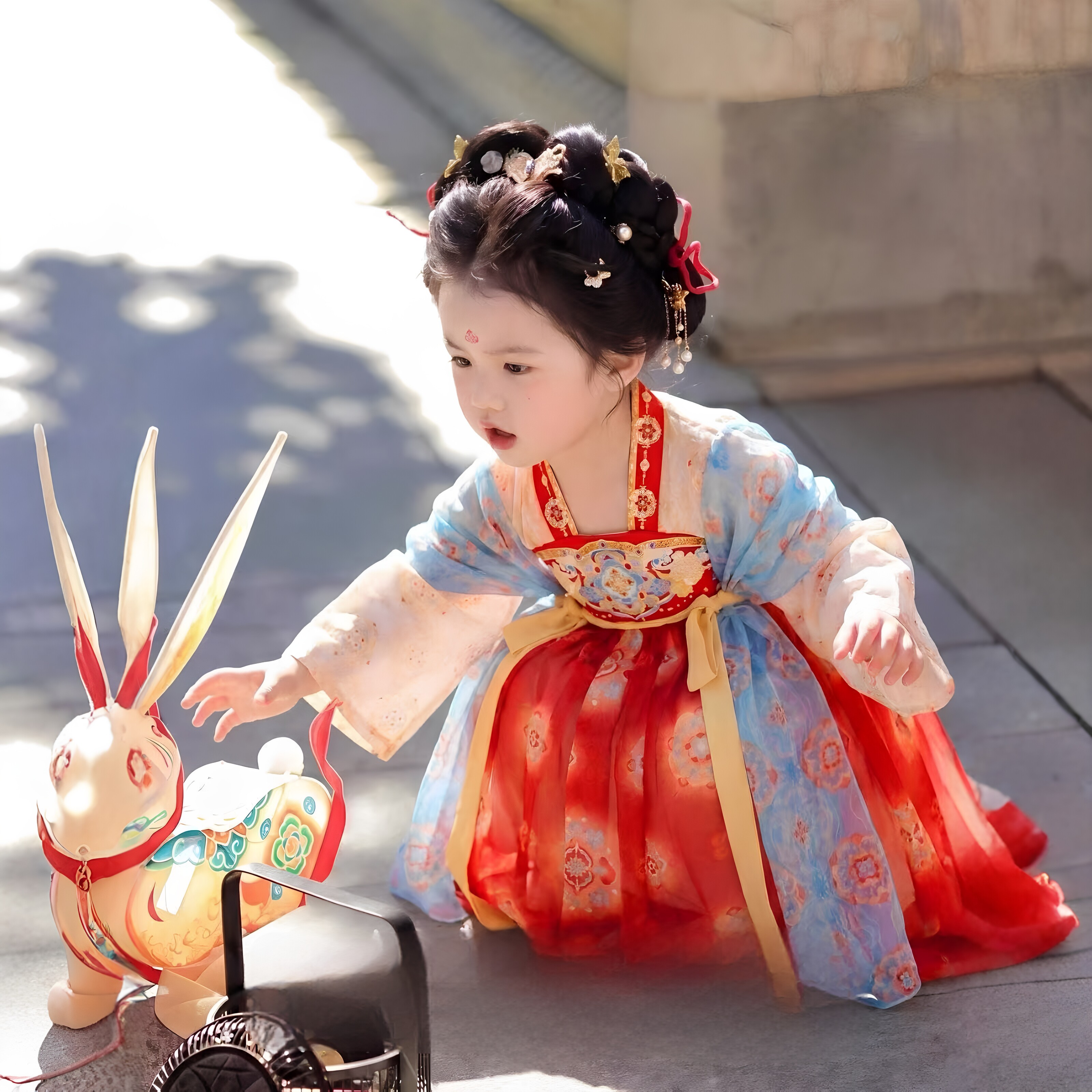女童宋制汉服演出中秋节连衣裙图片