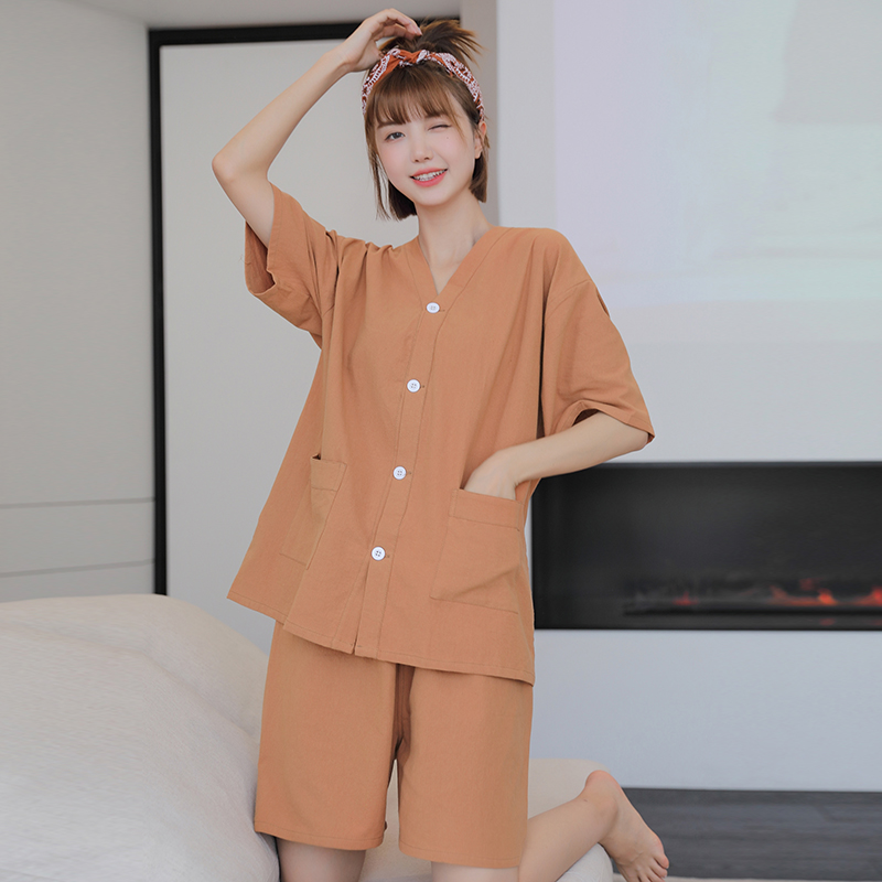 艾灸服前后开扣100%纯棉美容SPA