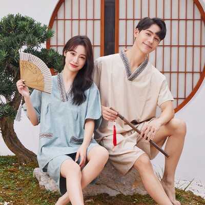 汗蒸服纯棉情侣新款桑拿高档大码