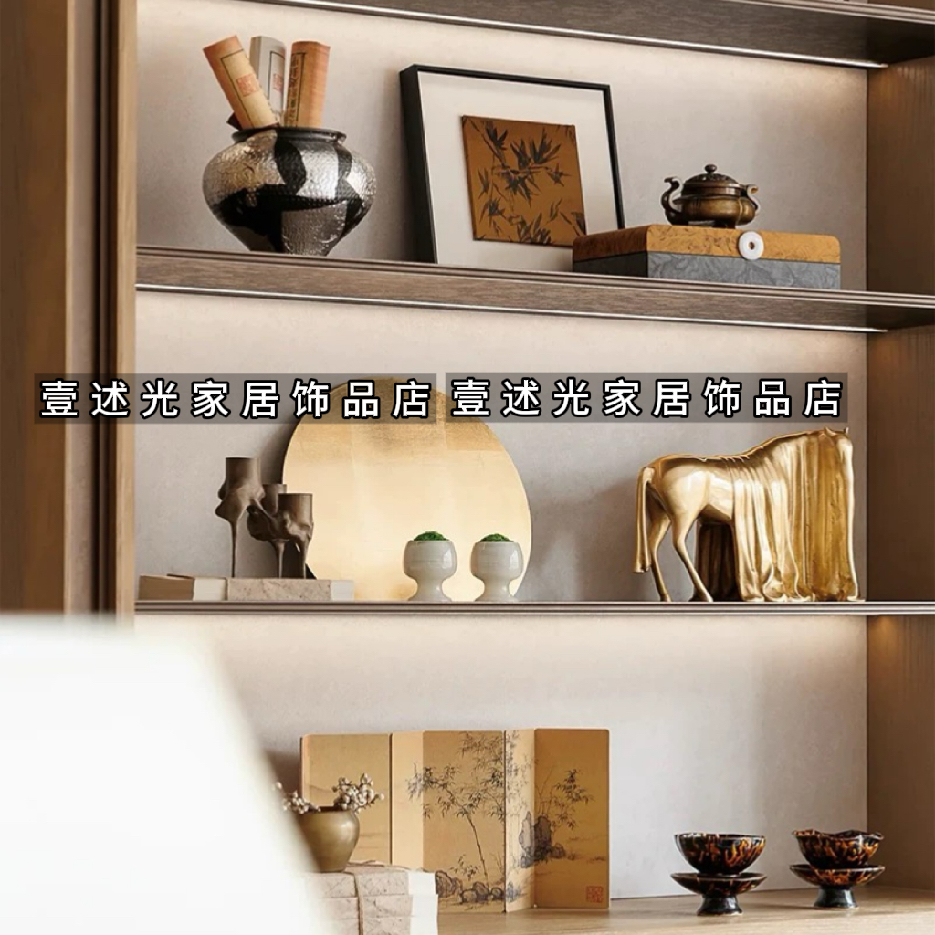 新中式复古博古架摆件书房书柜装饰品仿古书卷装饰画家居装饰摆设