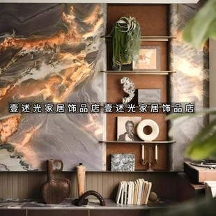 中古风电视柜摆件样板间客厅开放格高级感搭配软装组合陈列摆件