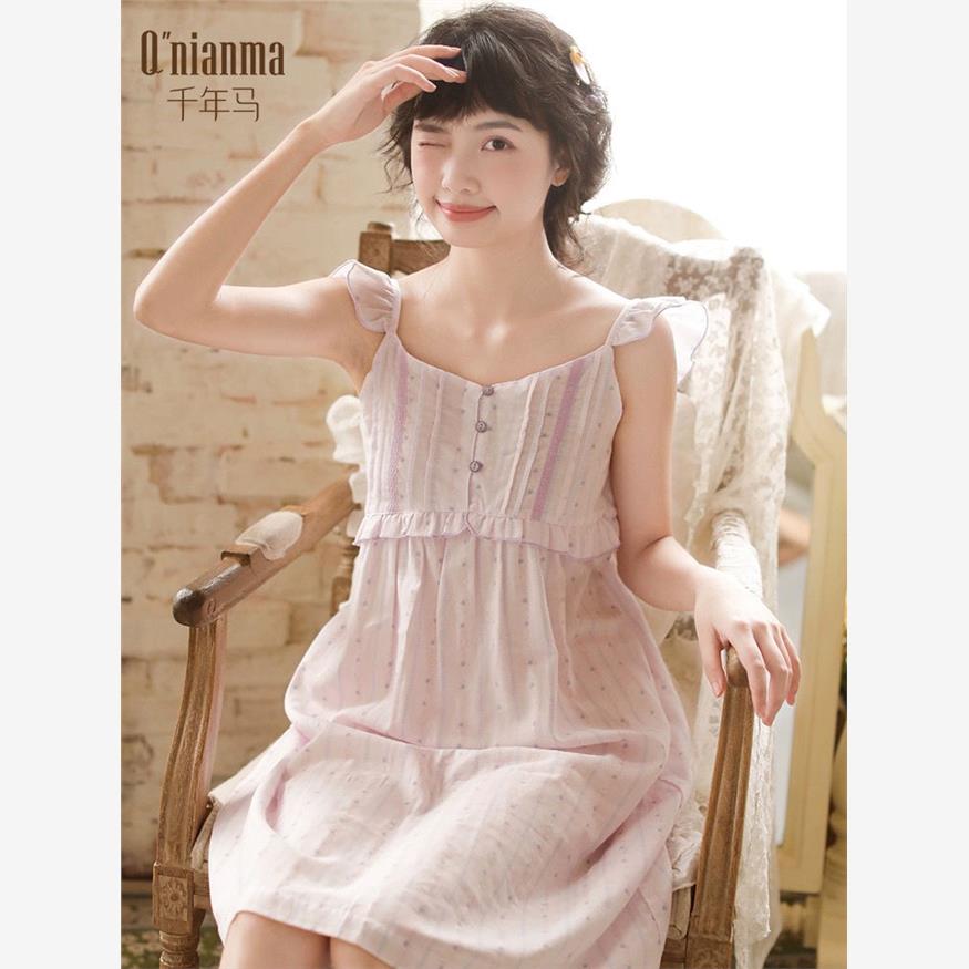 品牌清仓/活动捡漏/千年马睡裙女2025年新款棉质夏季甜蜜少女吊带
