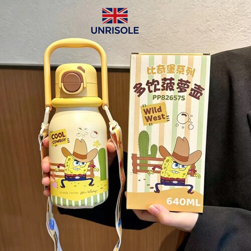 英国UNRISOLE英国海绵宝宝保温杯双饮水杯上学便携可爱杯子高颜值