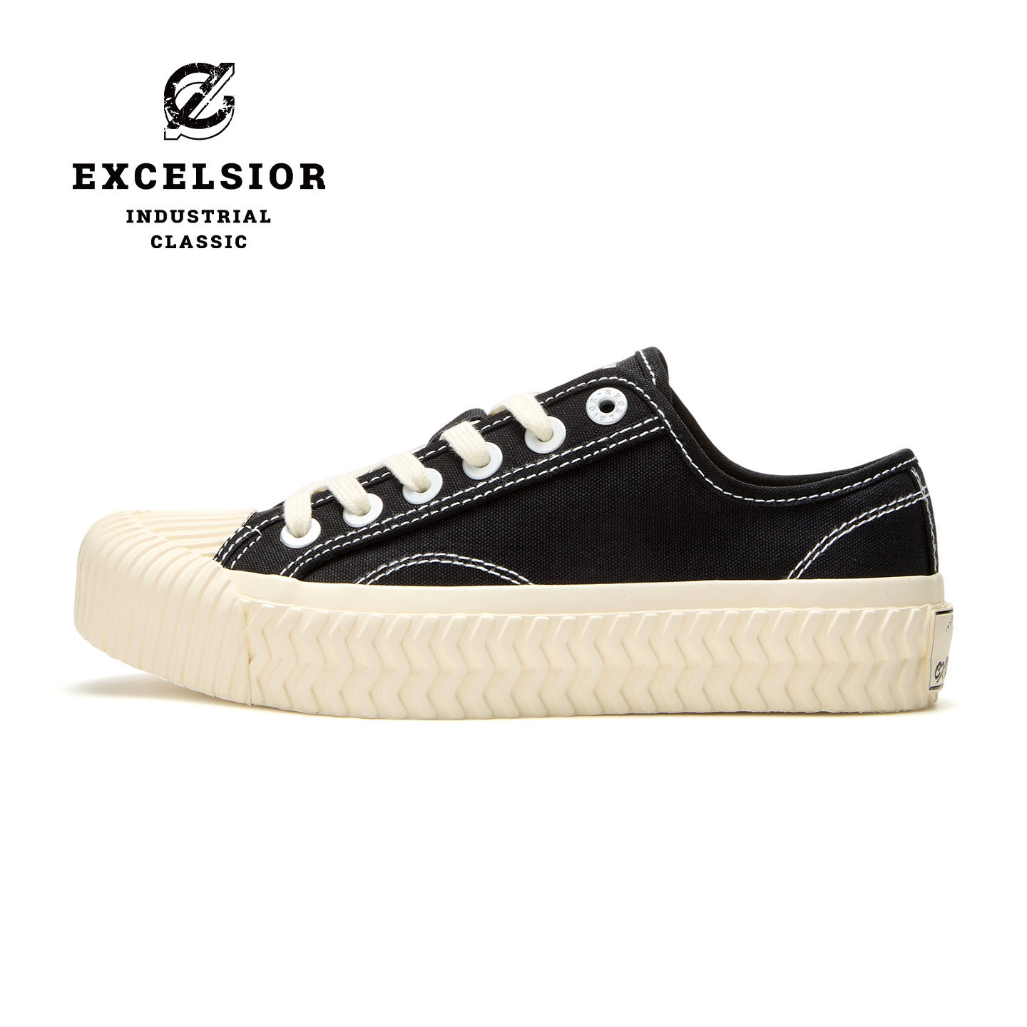excelsior饼干鞋 新款帆布鞋增高女鞋厚底板鞋男休闲鞋黑色鞋子