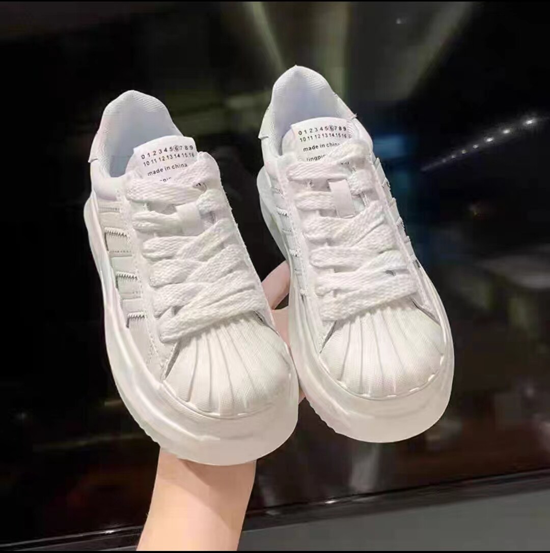 真皮小白鞋女新款女生白色贝壳头女鞋增高女运动鞋百搭女款贝壳鞋