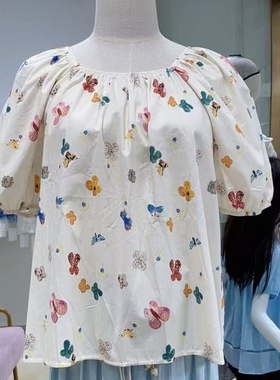 【MissLin】法式复古碎花泡泡袖衬衫女韩系时尚小众上衣Z25250