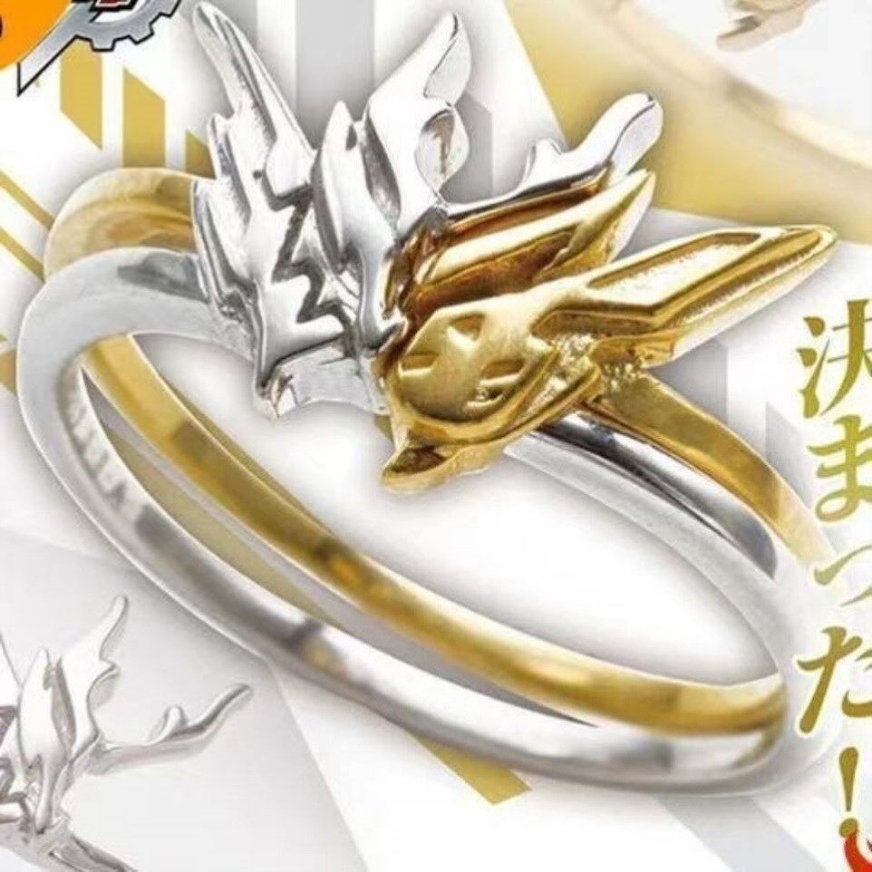 假面骑士build金兔银龙戒指周边基兔同龙指环ins原创设计s925银饰