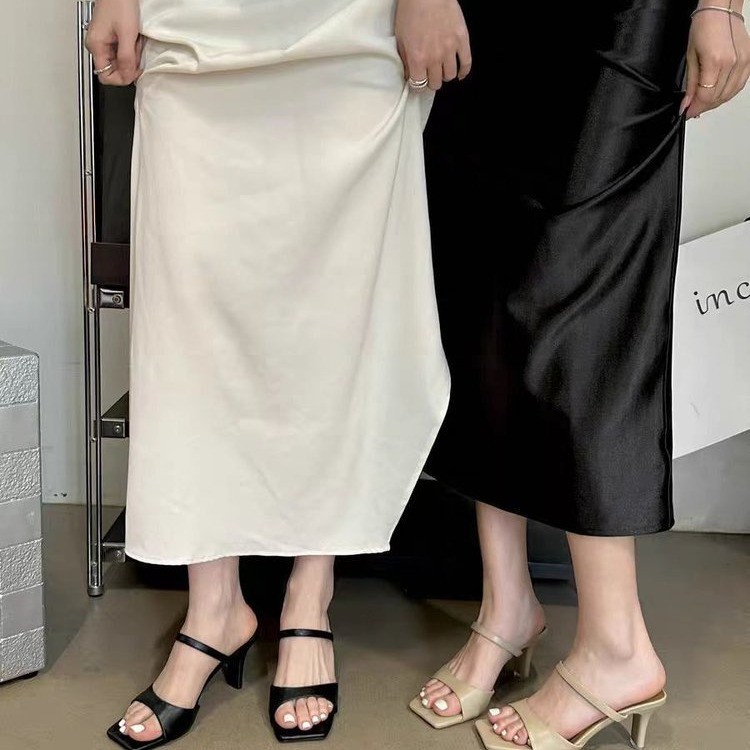 晚晚风！法式米白色方头一字带露趾凉鞋2025女夏季方头细跟高跟鞋