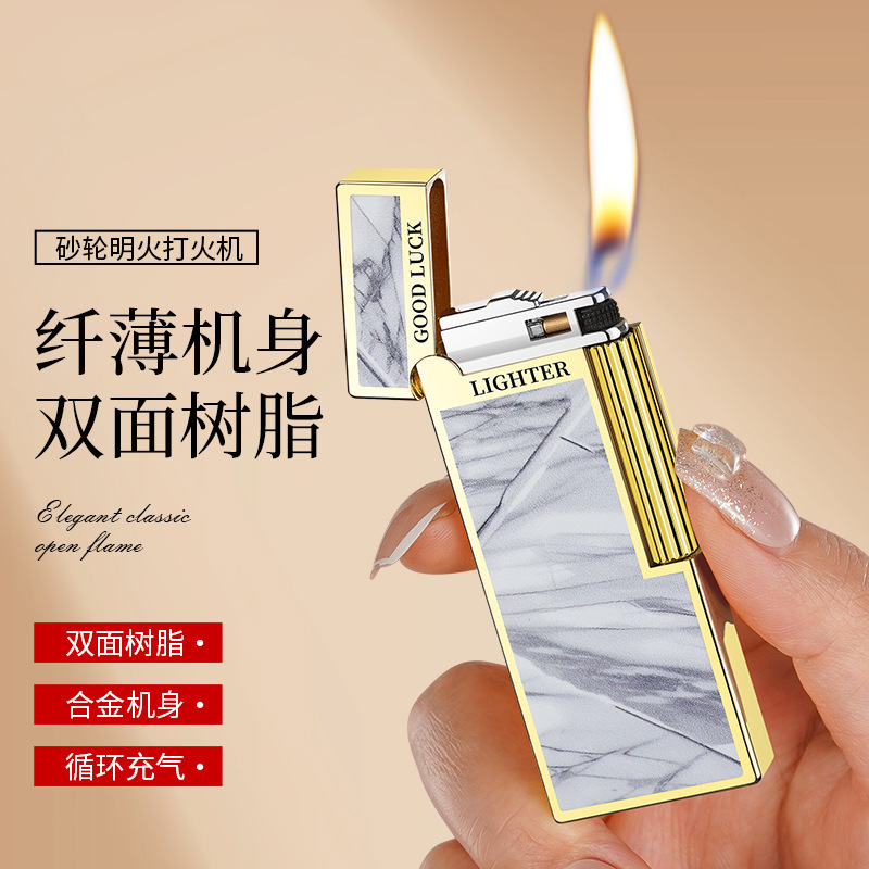 新款高端浮雕玫瑰煤油打火机男个性经典侧滑轮点火防风礼物送男友