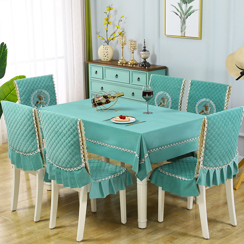 加厚连体椅套高档餐桌布椅子套罩一体家用餐桌椅子套防滑坐垫套装