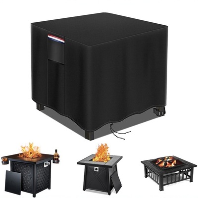 亚马逊热销 多尺寸方形户外壁炉罩 420D涂银防水防晒可手提火坑盖