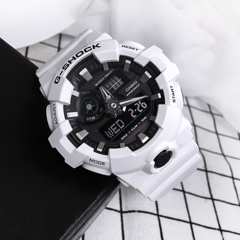casio卡西欧手表男g-shock白武士潮流防水运动电子石英表ga-700-7