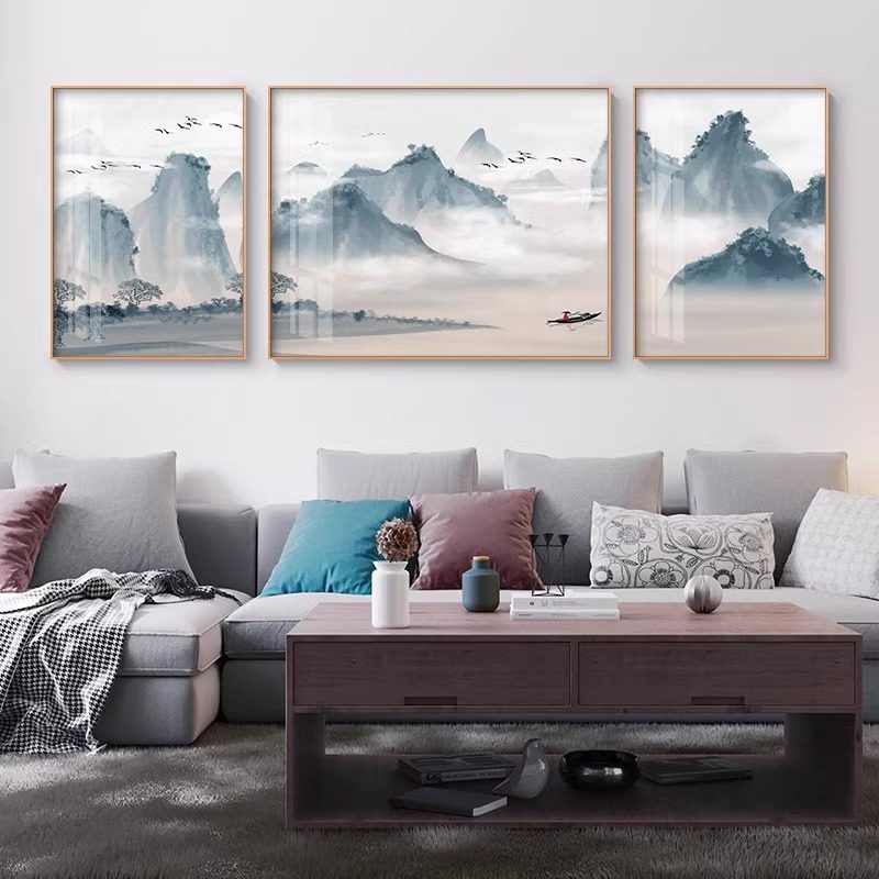 新中式客厅装饰画水墨禅意山水风景画沙发背景墙挂画2026新款壁画