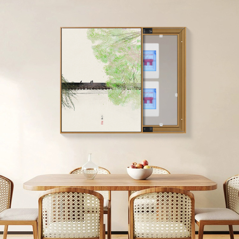 黛墨餐厅新中式免打孔装饰画