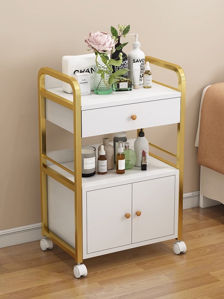 适用美容院小推车多功能置物架美甲美发医美工具收纳车可移动旋转