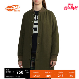 棒球大衣复古日系宽松按扣长外套190059XL 中长款 BEAMS BOY女装