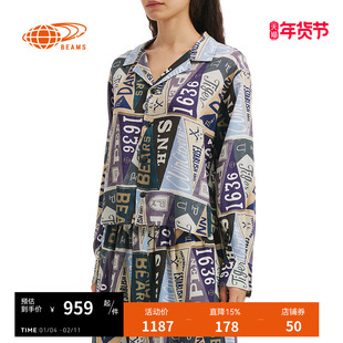 BEAMS BOY女装翻领长袖衬衫2025冬季新款美式复古花上衣110527XP