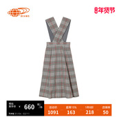 RAY BEAMS女装 背带连衣裙格纹背带裙优雅复古A字裙伞裙260397CB