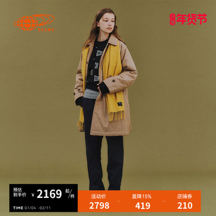 BEAMS BOY女装翻领大衣2025冬季新款复古气质棉服风衣外套190099X