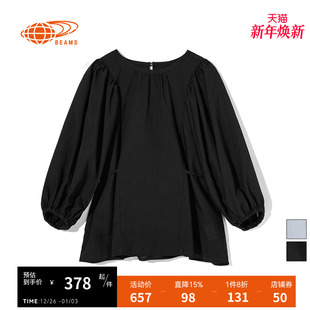 长袖 女装 T恤2022冬季 新款 系带上衣 RAY 潮流圆领泡泡袖 BEAMS