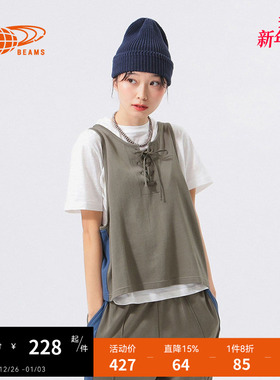 BEAMS BOY女装圆领吊带背心2025夏季新款时尚活力绑带领口上衣